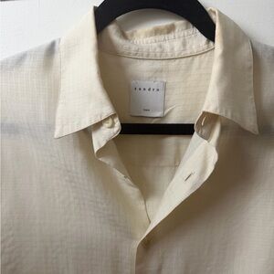 Sandro Cream Short-Sleeve Button-Down Shirt